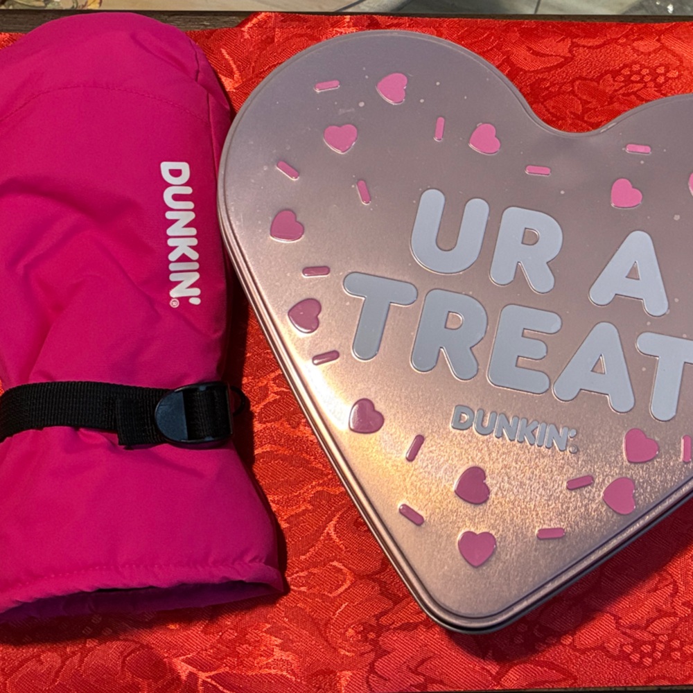 Dunkin' Pink Heart-Shaped Tin with Mitt
